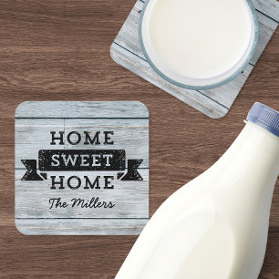 Posavasos Personaliza Nombre Hogar Dulce Hogar Madera Pálida