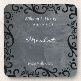 Posavasos Personaliza Vino de Pergamino de Pizarra y Negro