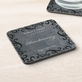 Posavasos Personaliza Vino de Pizarra y Rollo Negro