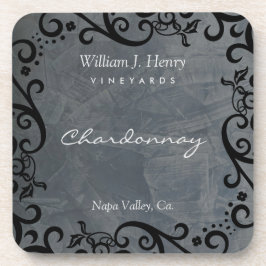 Posavasos Personaliza Vino de Pizarra y Rollo Negro