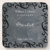 Personaliza Vino Tinto Slate And Black Scroll