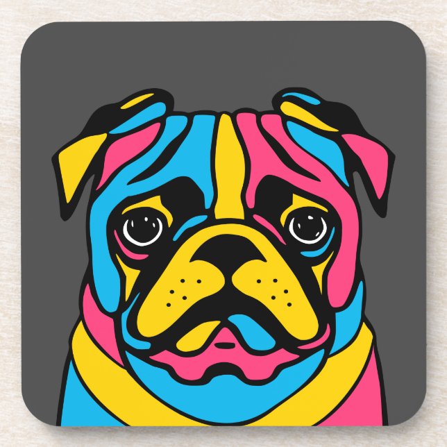 Posavasos personalizable 3 tono pug (Frente)