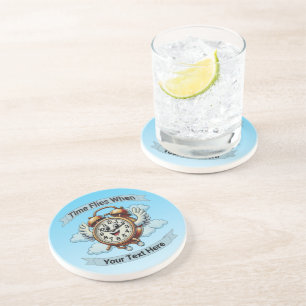 Posavasos Personalizable "El tiempo vuela cuando" Reloj vola
