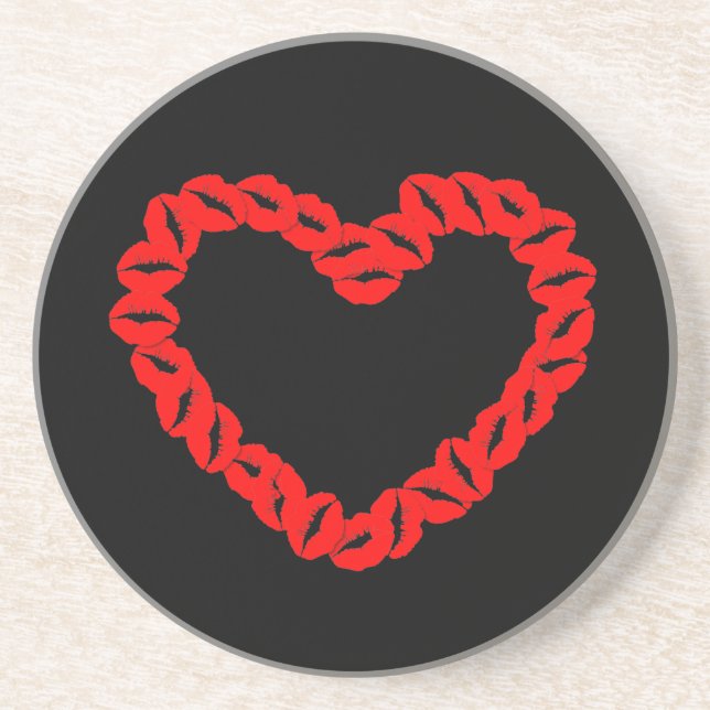 Posavasos Personalizable Kissy Lips Heart (Frente)