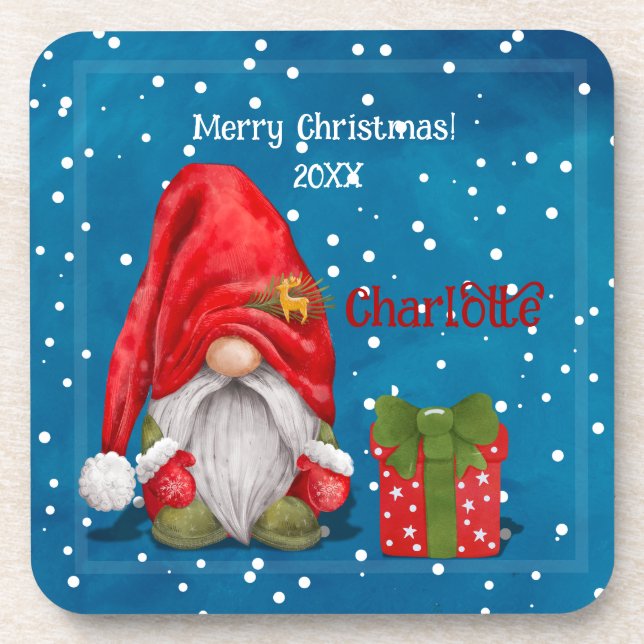 Posavasos Personalizable lindo padre Navidad (Frente)