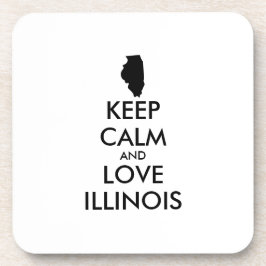 Posavasos Personalizable MANTENER LA CALMA Y AMAR A ILLINOIS