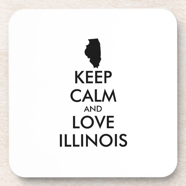 Posavasos Personalizable MANTENER LA CALMA Y AMAR A ILLINOIS