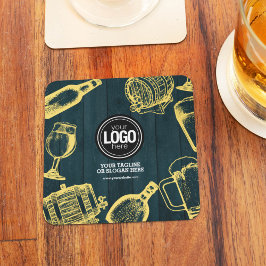 Posavasos Personalización de negocios Dark Green Brewery Tem