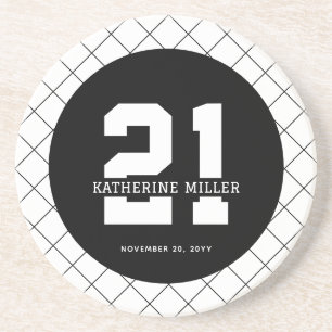 Posavasos Personalizado 21º cumpleaños Moderno y elegante