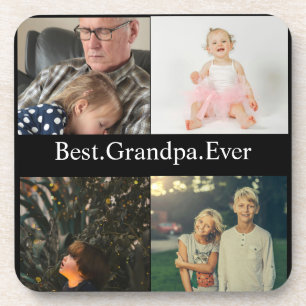 Posavasos Personalizado 4 Mejor Abuelo Collage de fotos