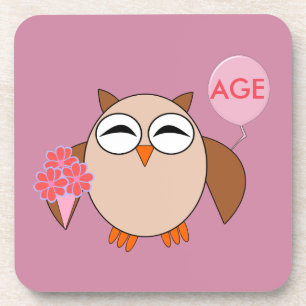 Posavasos Personalizado Age Birthday Owl Coasters