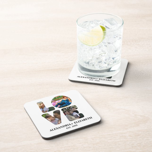 Posavasos Personalizado amor moderno 4 collage de fotos para (Lado Derecho)