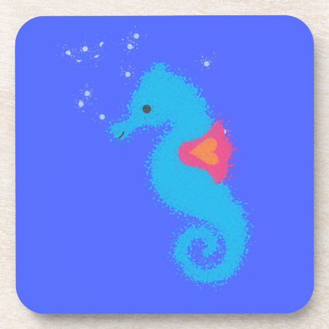Posavasos Personalizado azul caballito de mar (Frente)