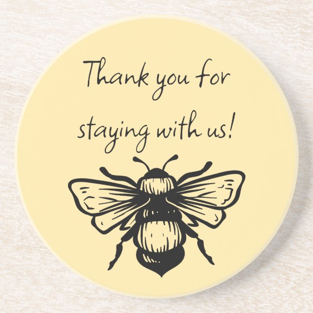 Posavasos Personalizado Bee Coasters Sandstone (Frente)