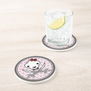 Posavasos Personalizado Black White Jolly Kitty Pirate Skull