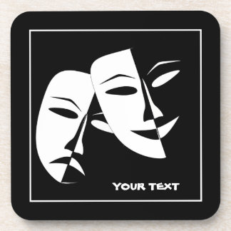 Posavasos Personalizado blanco negro de tragedia de comedia