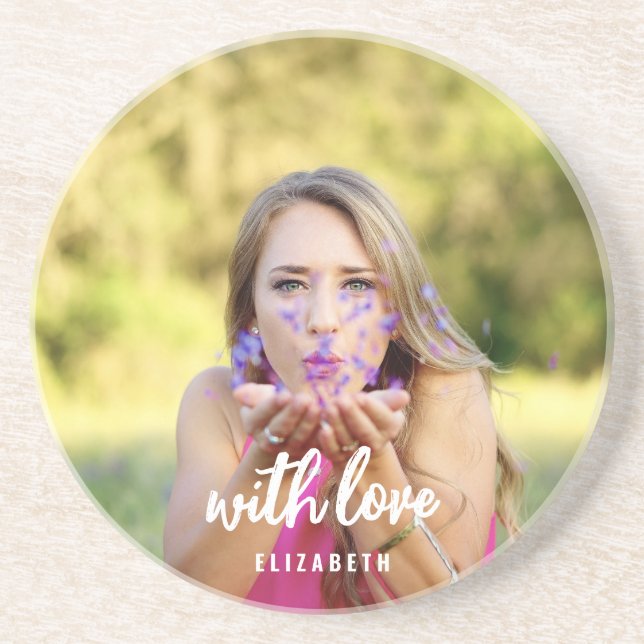 Posavasos Personalizado Bridal Shower Photo Simple Moderno B (Frente)