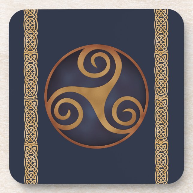 Posavasos Personalizado Celtic Triskelion (Azul) (Frente)
