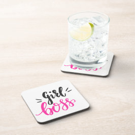 Posavasos Personalizado Chica Boss Typography Pink Black