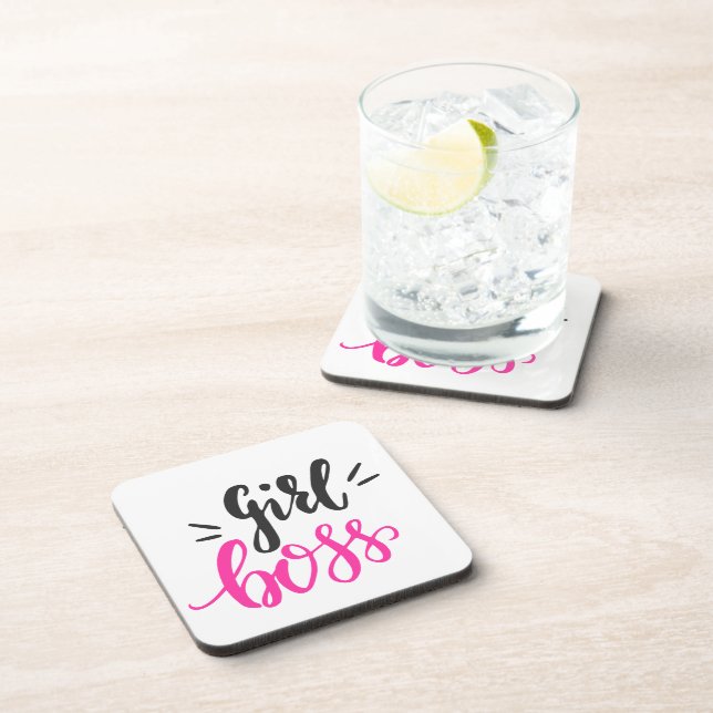 Posavasos Personalizado Chica Boss Typography Pink Black (Lado Derecho)