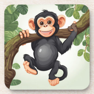 Posavasos Personalizado chimpancé loco gracioso