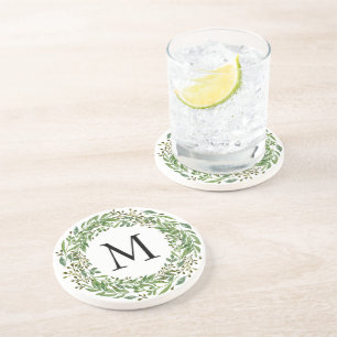 Posavasos Personalizado Clásico Laurel Verde Wreath Leath P