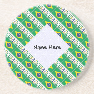 Posavasos Personalizado con baldosas de Brasil y bandera bra