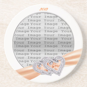 Posavasos Personalizado Corazón Tangerine Ribbon Coaster