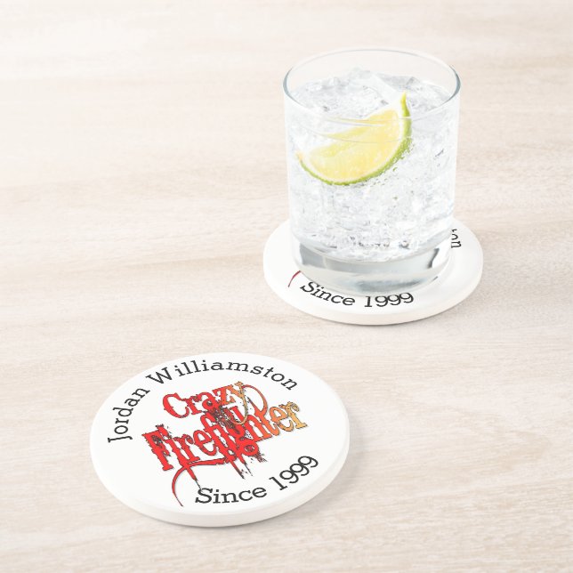 Posavasos Personalizado Crazy Firefighter (Lado)