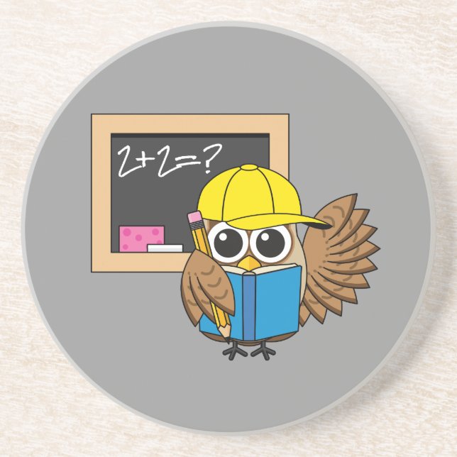 Posavasos Personalizado de Búho Estudiantil Cute (Frente)