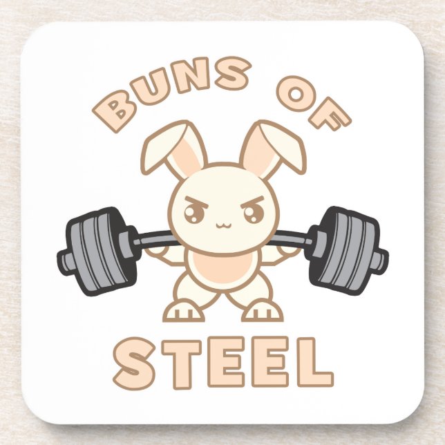 Posavasos Personalizado De Conejito En Curso - Buns Of Steel (Frente)