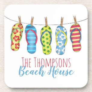 Posavasos Personalizado De Flip Flops De Colorido De Beach H
