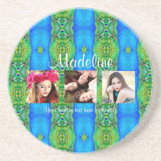 Posavasos Personalizado de fotos plantilla de texto de pavo  (Frente)