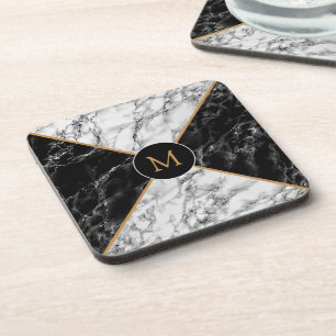 Posavasos Personalizado de la letra de la marca Black White 