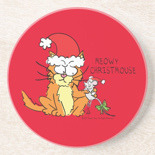 Posavasos Personalizado de Navidades divertidos con gato Rat (Frente)