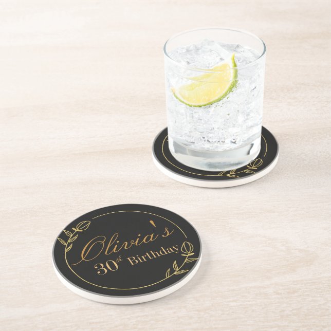 Posavasos Personalizado de negro y dorado (Lado)