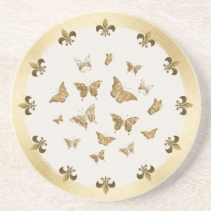 Posavasos personalizado de oro Mariposa Fleur de L