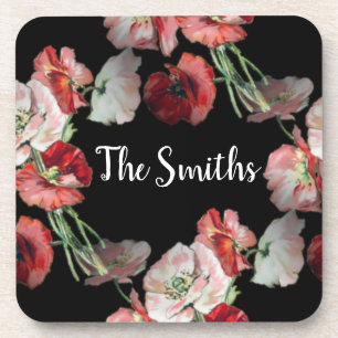 Posavasos Personalizado de patrones de opio rosa y rojo