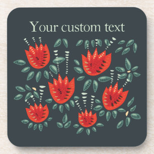 Posavasos Personalizado del patrón floral oscuro del tulipán