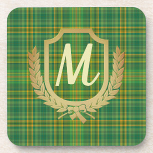 Posavasos Personalizado del tartán verde rico (plaid)