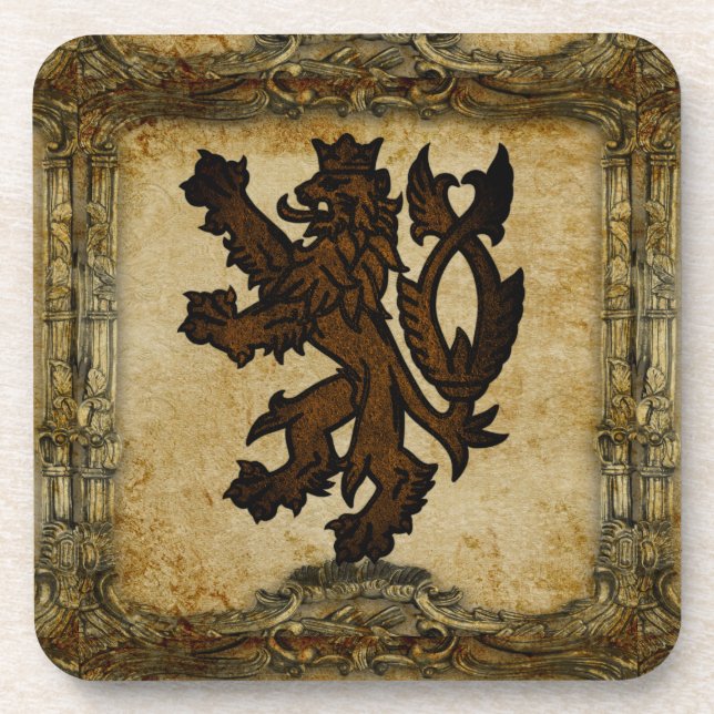 Posavasos Personalizado desenfrenado heráldico del león (Frente)