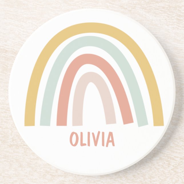 Posavasos Personalizado el arcoiris del Boho Pastel (Frente)