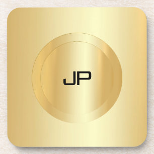 Posavasos Personalizado Faux Gold Monogram Glam Template