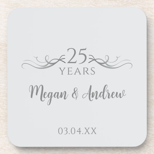 Posavasos Personalizado Fiesta del 25° aniversario Boda (Frente)