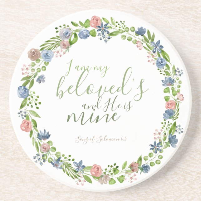 Posavasos Personalizado Floral Wreath - Canción de Solomon (Frente)
