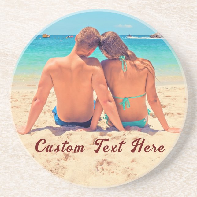 Posavasos Personalizado Fotograma de texto recorre tus fotos (Frente)