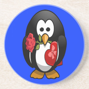Posavasos Personalizado gracioso de Penguin El día de San Va