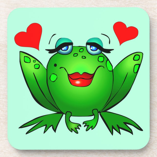 Posavasos Personalizado Happy Lady Frog Aquamarine (Frente)