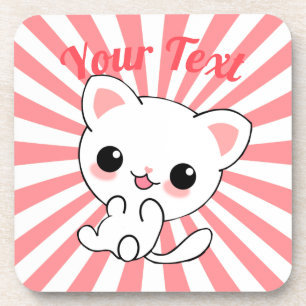 Posavasos Personalizado Kawaii White Kitten
