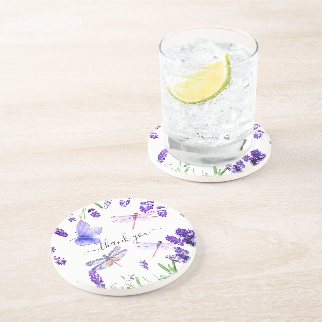Posavasos Personalizado Lavender Dragonfly Shabby Chic Boho  (Lado)
